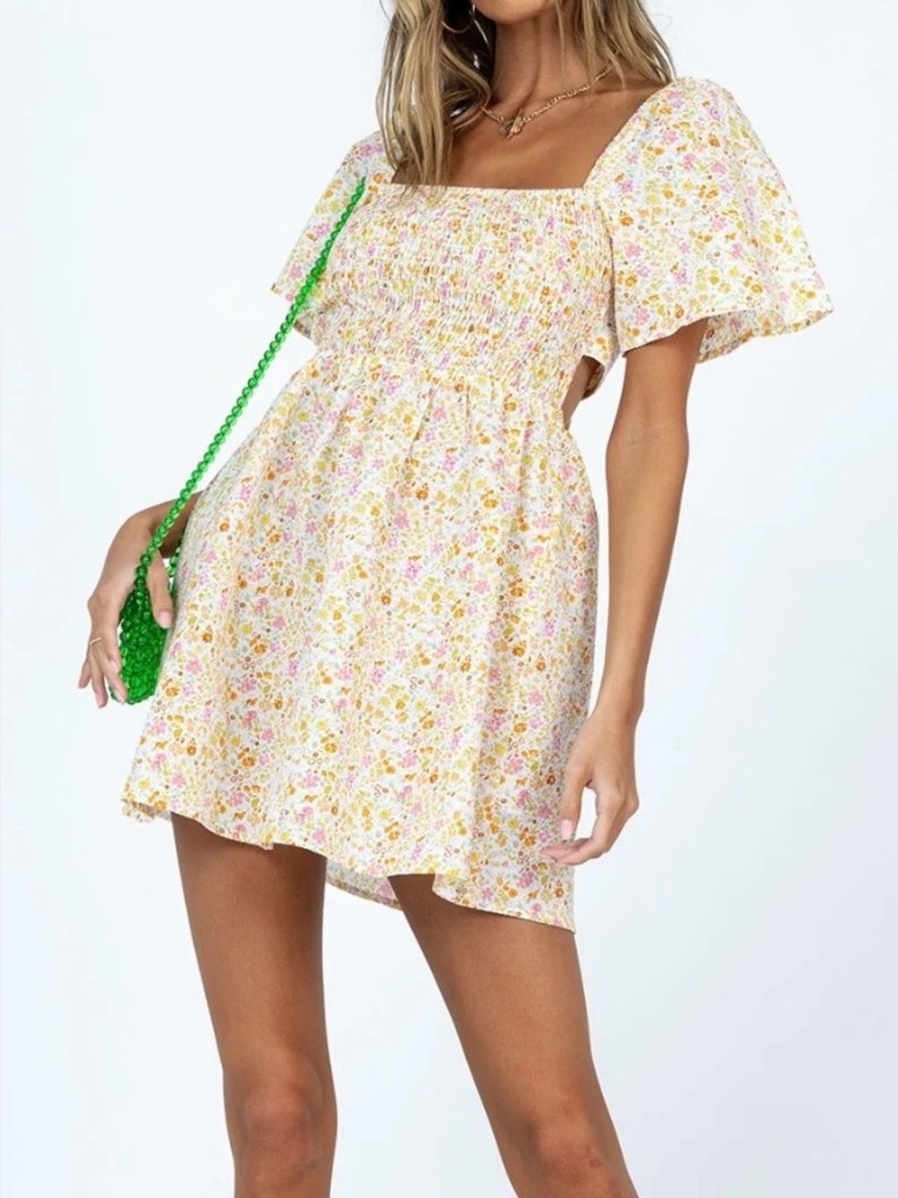 Princess Polly Pastel Floral Smocked Mini Skirt